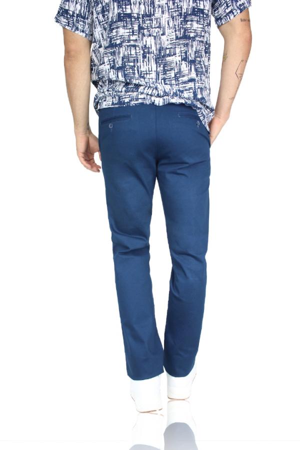 Pantalón Corte Regular Color Azul Plúmbago De Algodón Para Caballero
